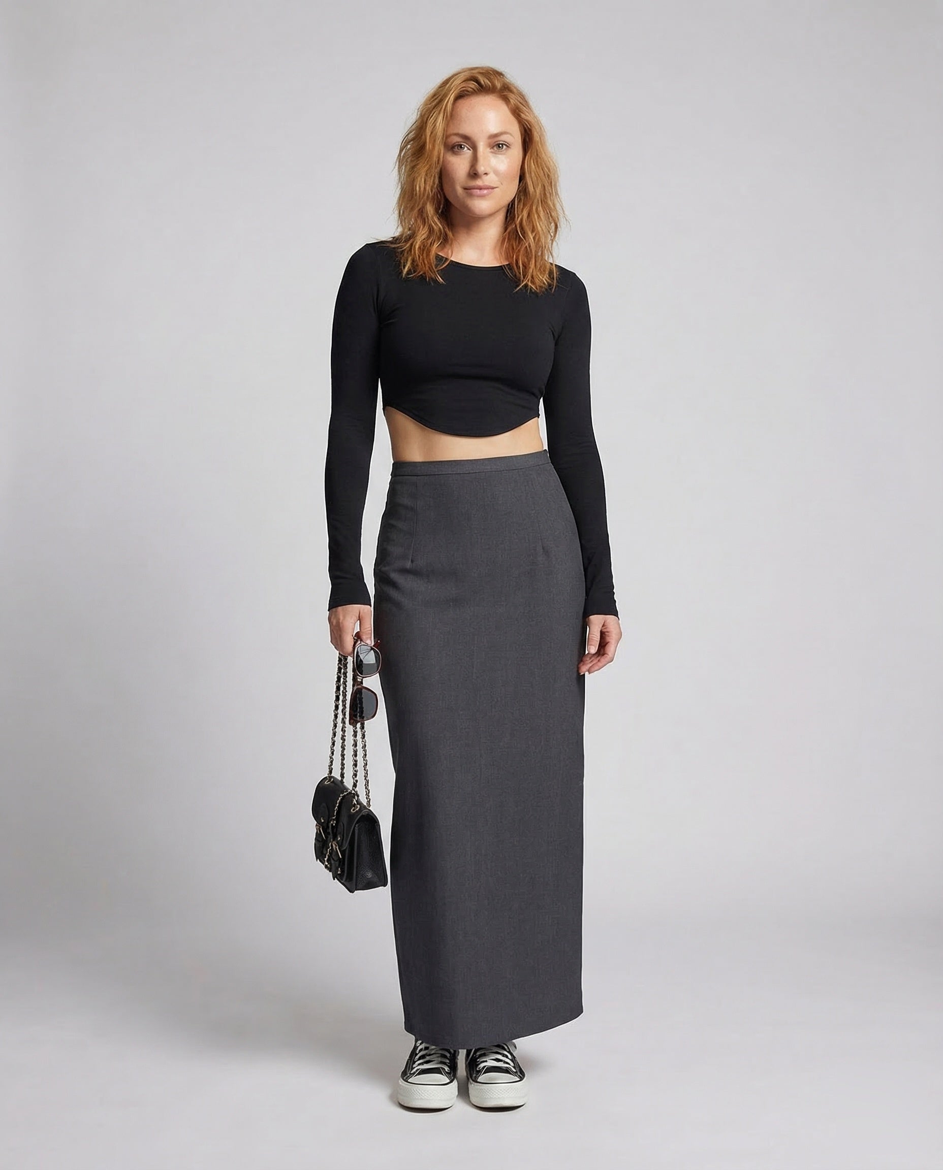 Damen Maxirock aus Twill mit Schlitz - Eveloria