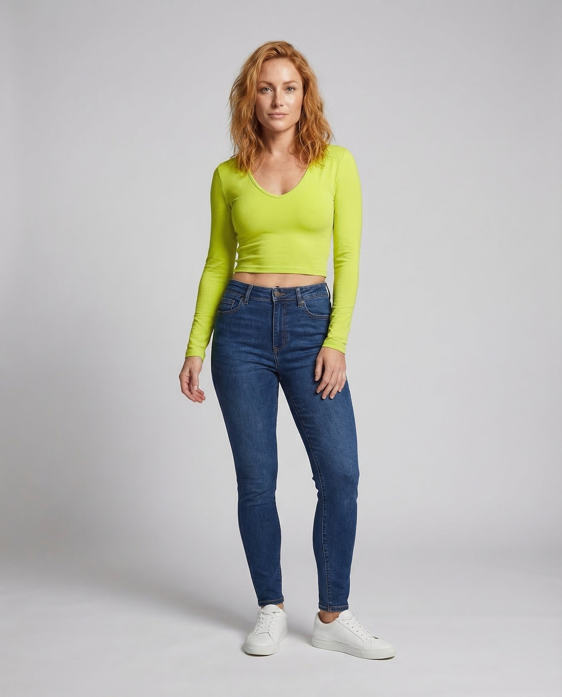 Damen Langarmshirt V-Ausschnitt - Eveloria