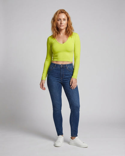 Damen Langarmshirt V-Ausschnitt - Eveloria