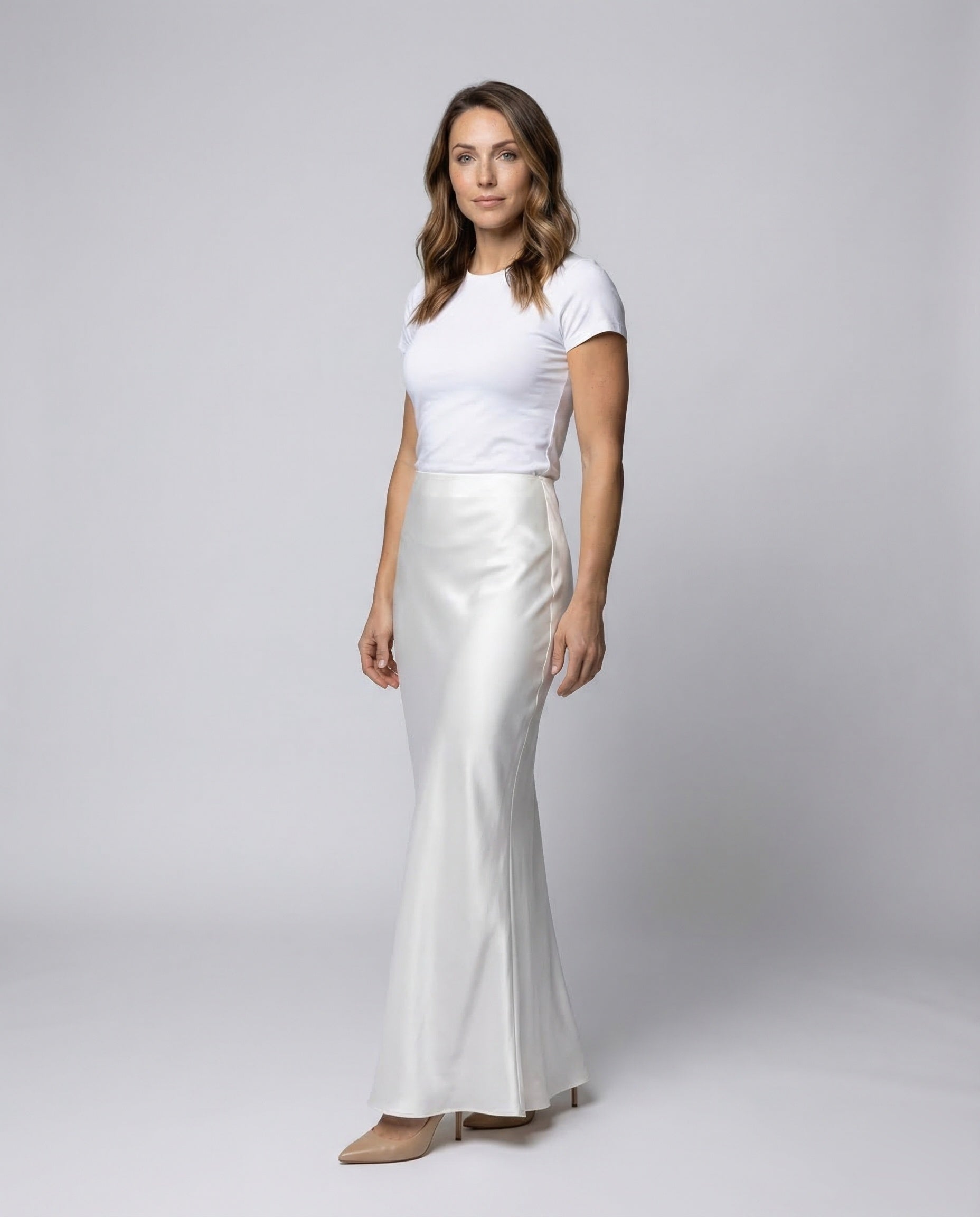 Damen Satin Unterrock Lang - Eveloria