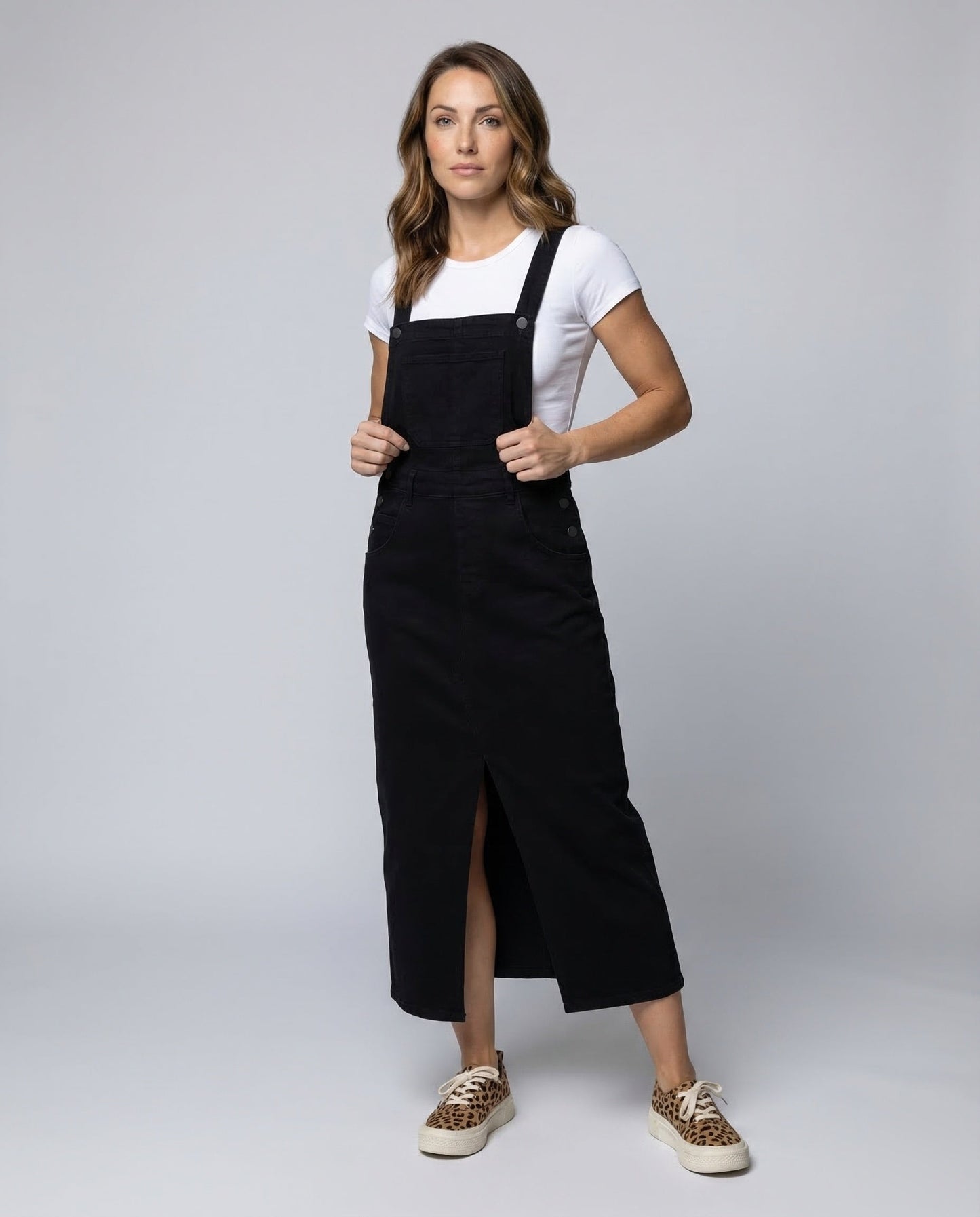 Damen Latzkleid Jeans Midi - Eveloria
