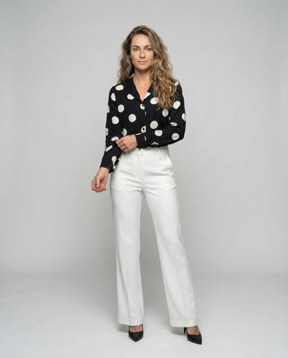 Damen Bluse mit Tupfenmuster Knopfleiste - Eveloria