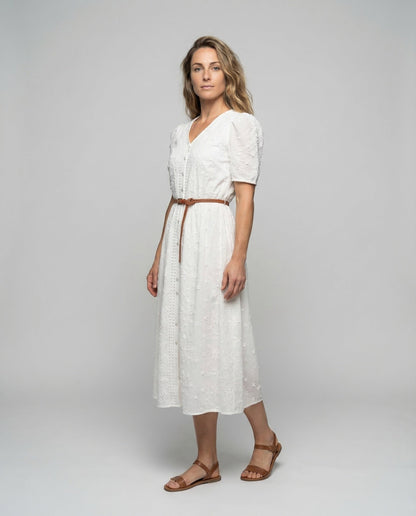 Damen Midikleid mit Lochstickerei - Eveloria