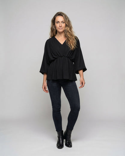 Damen Fledermausärmel Tunika Bluse - Eveloria