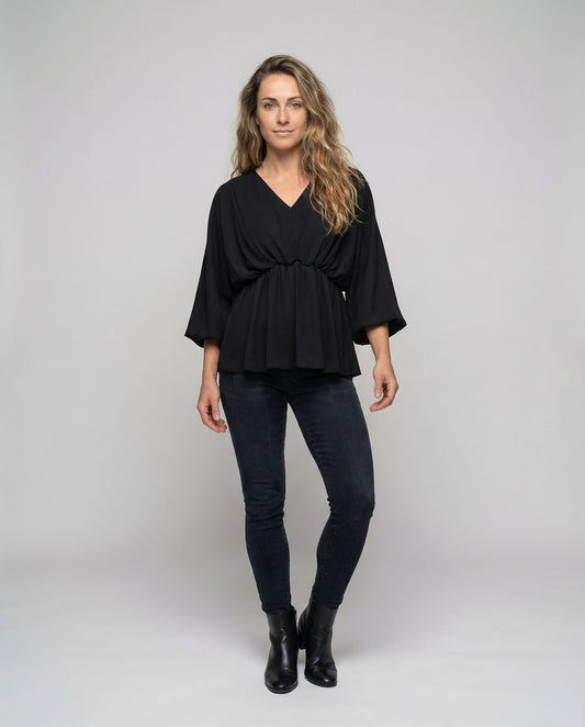 Damen Fledermausärmel Tunika Bluse - Eveloria