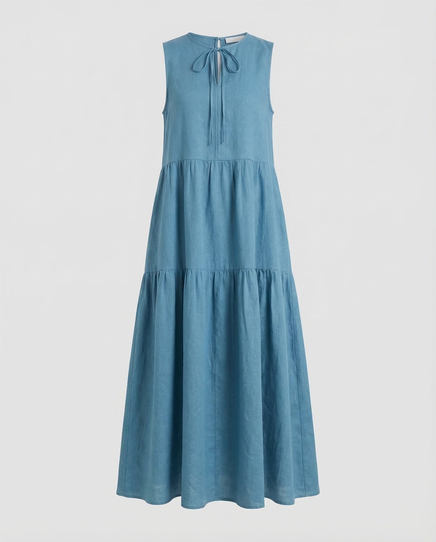 Damen Stufenkleid Leinenoptik