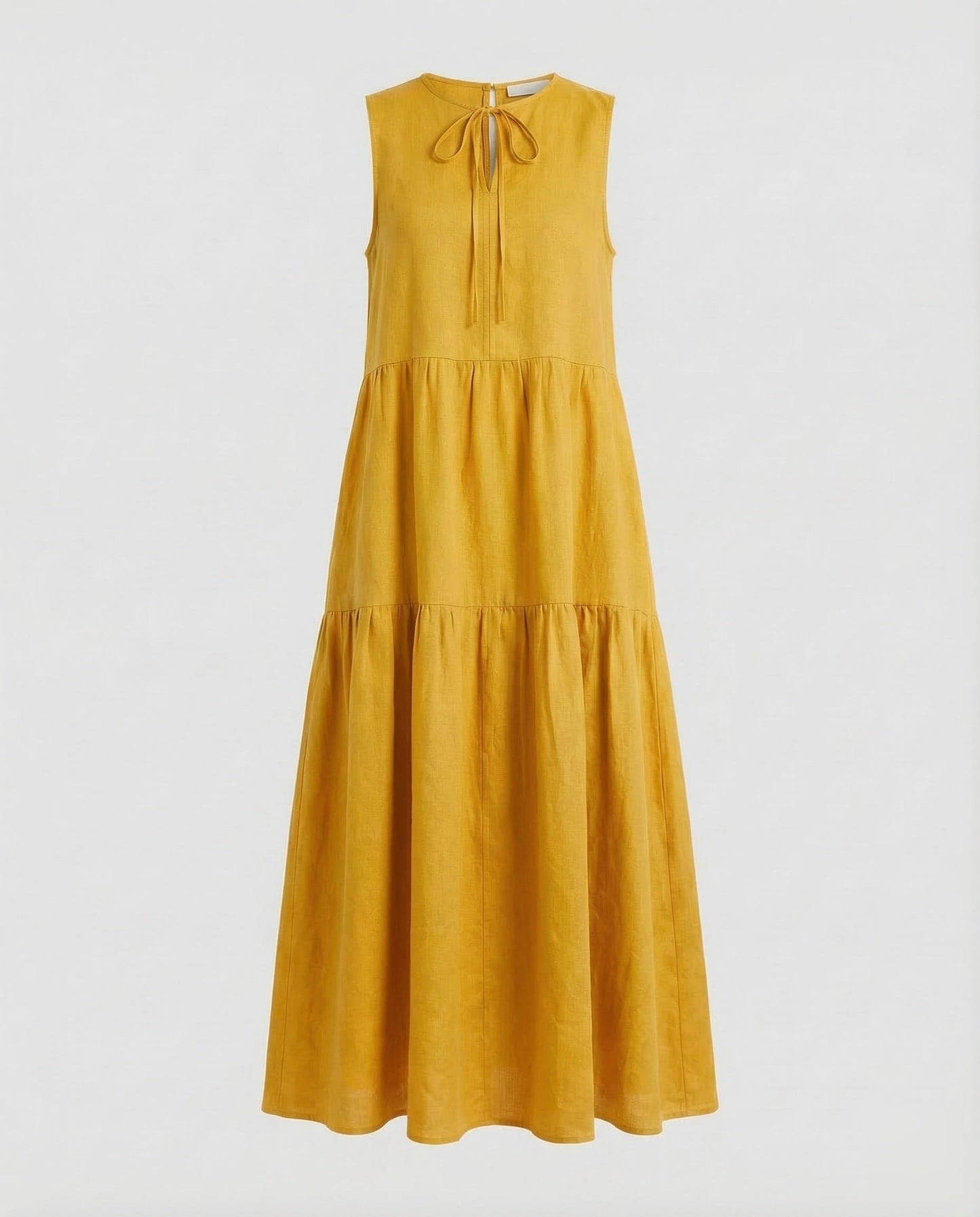 Damen Stufenkleid Leinenoptik