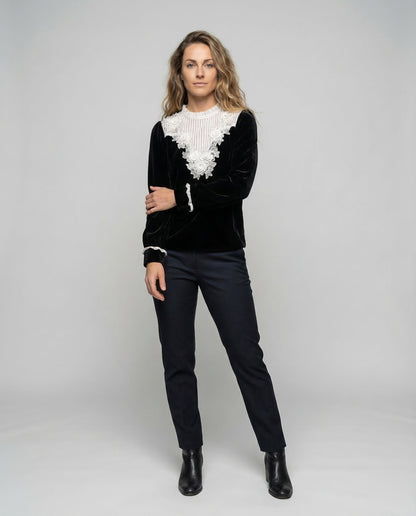 Damen Spitzenbluse aus Samt - Eveloria