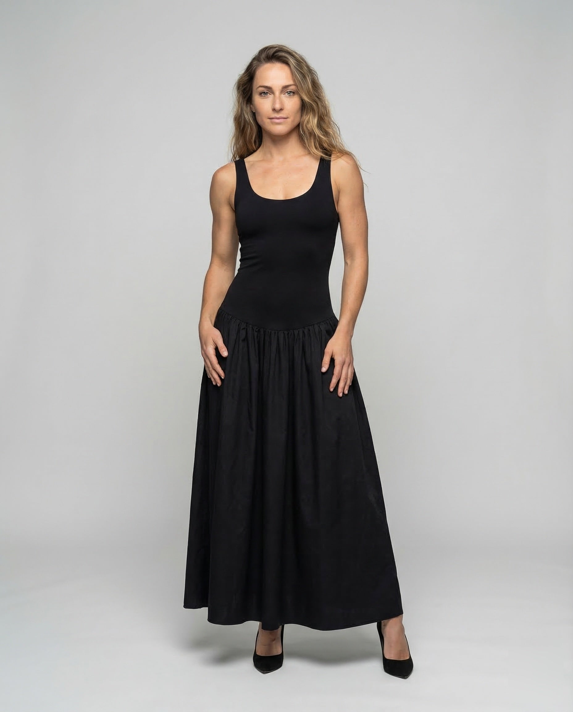 Damen Maxikleid mit Ripp-Oberteil - Eveloria