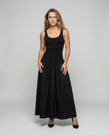 Damen Maxikleid mit Ripp-Oberteil - Eveloria
