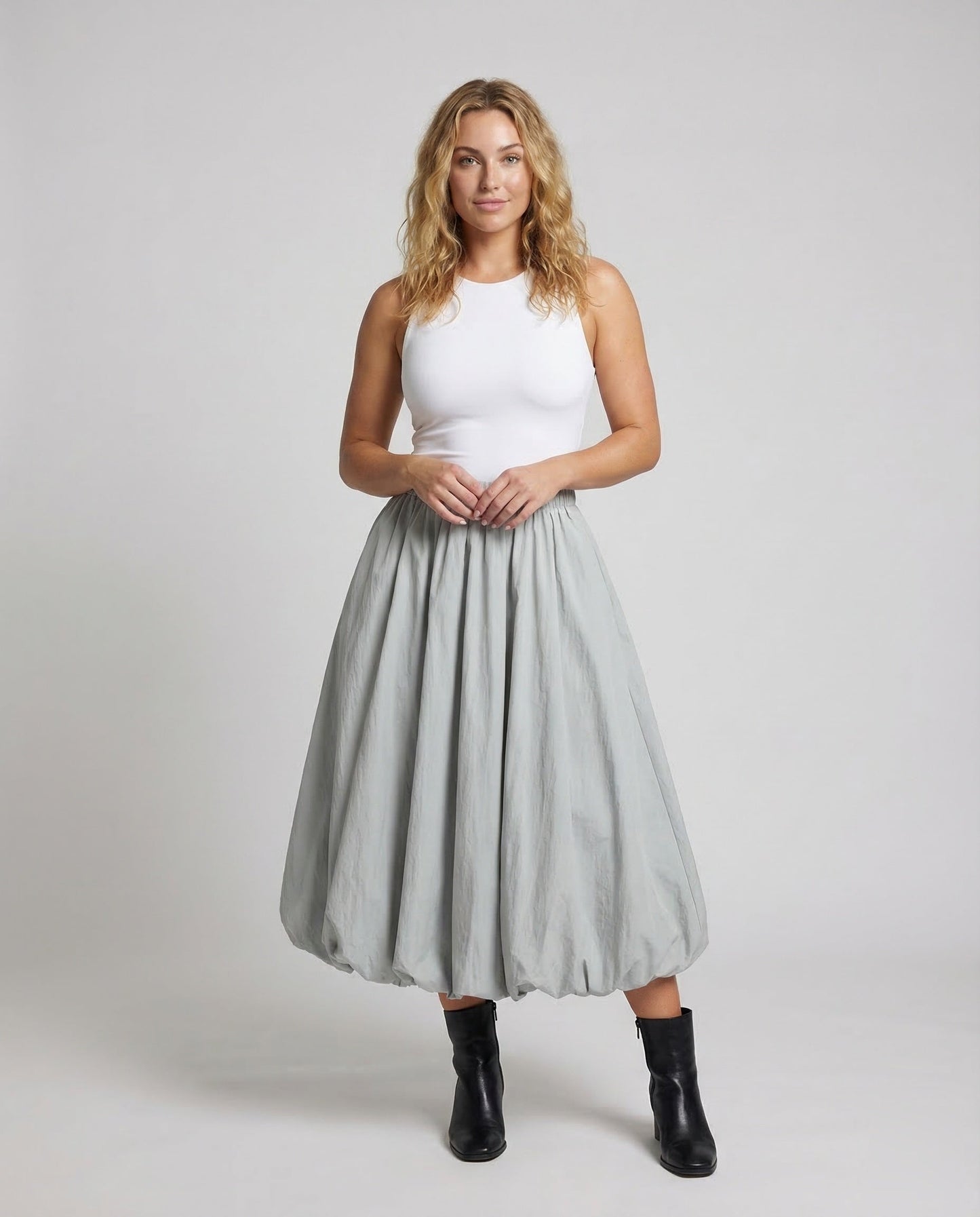 Damen Maxirock Ballonrock Baumwolle Schwarz - Eveloria