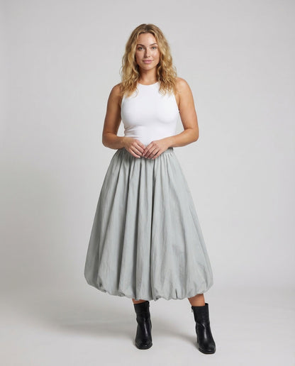 Damen Maxirock Ballonrock Baumwolle Schwarz - Eveloria