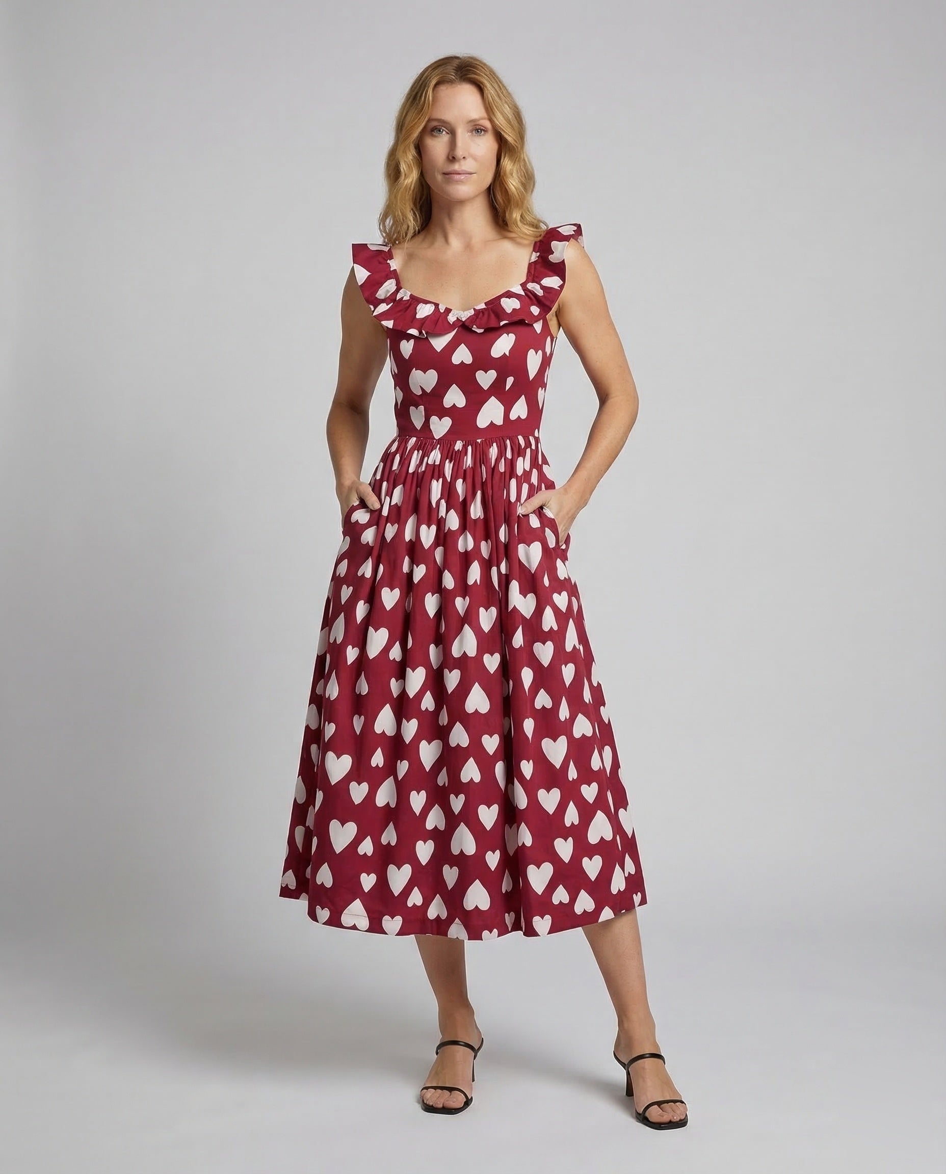 Damen Swingkleid Herzprint - Eveloria