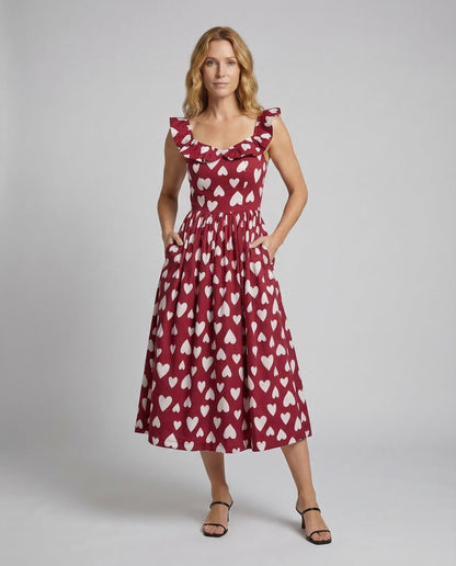 Damen Swingkleid Herzprint - Eveloria