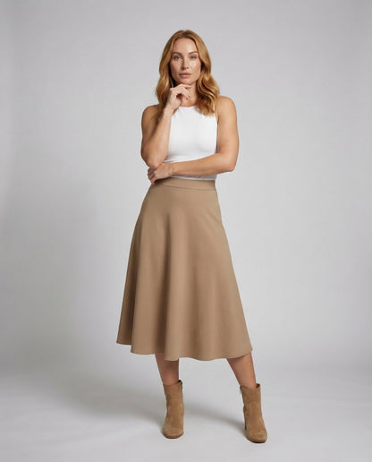 Damen Midirock aus Ponte Stoff Schwarz - Eveloria