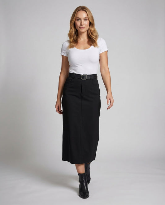 Damen Maxirock Bleistiftform Schwarz - Eveloria