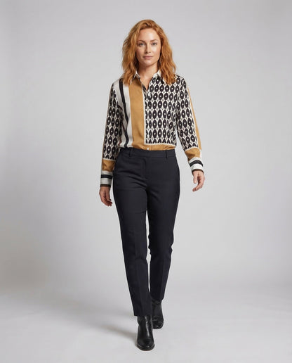 Damen Hemdbluse Muster Seidenoptik - Eveloria