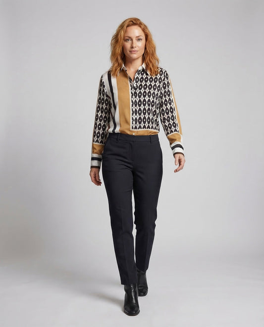 Damen Hemdbluse Muster Seidenoptik - Eveloria