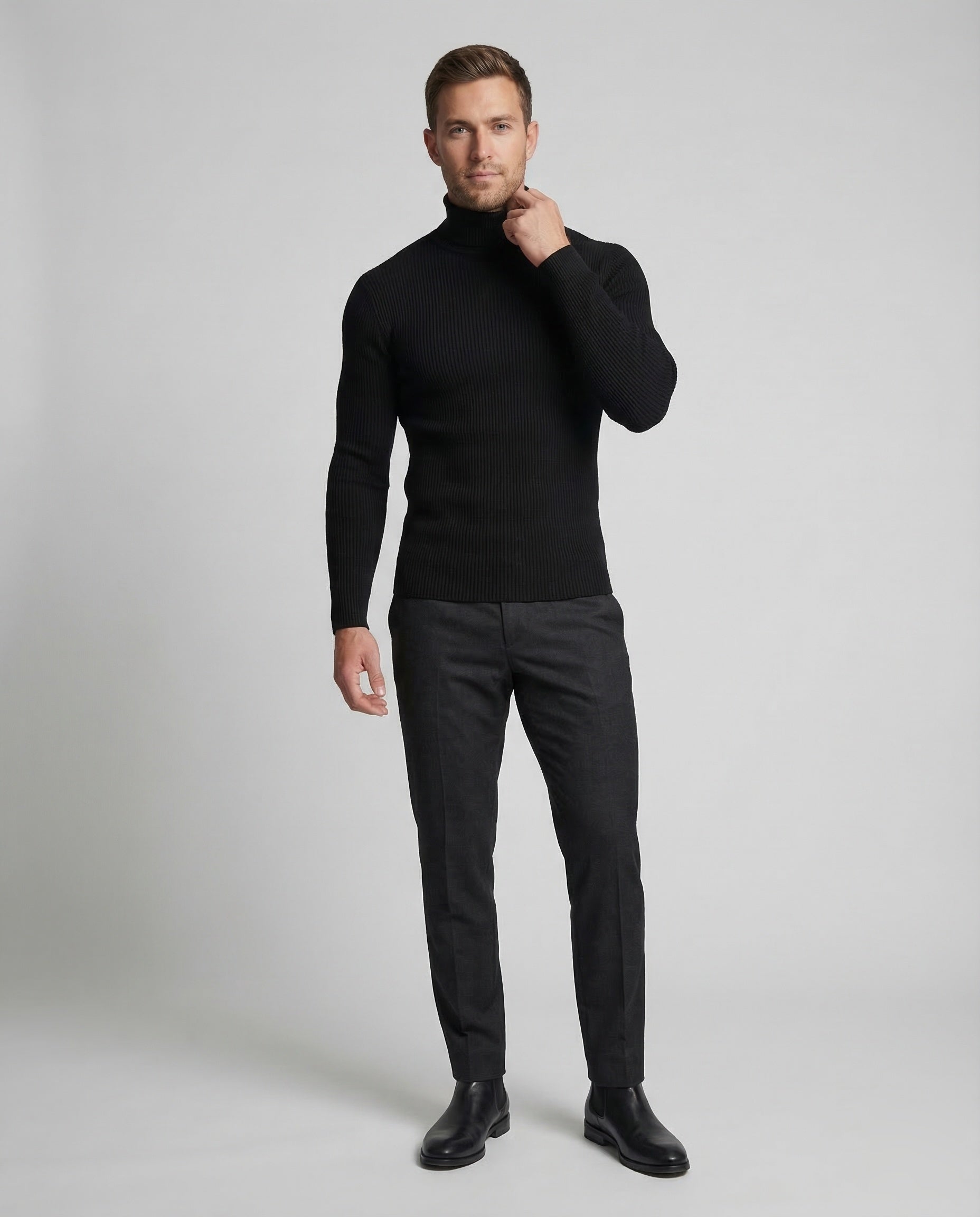 Herren Rollkragenpullover Rippstrick - Eveloria