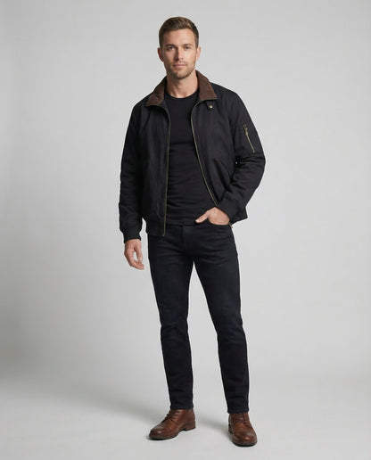 Herren Bomberjacke Arbeitsshirt Baumwolle Schwarz - Eveloria