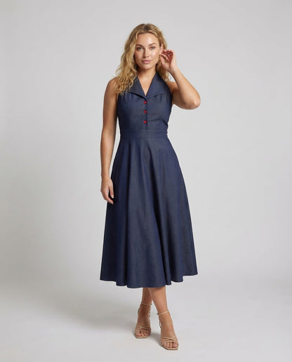 Damen Midikleid Mit Reverskragen - Eveloria