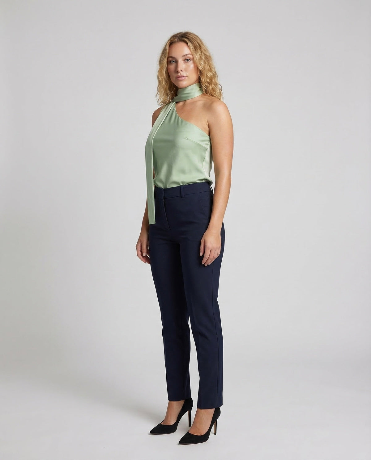 Damen Satin-Oberteil Einerschulter-Design - Eveloria
