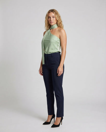 Damen Satin-Oberteil Einerschulter-Design - Eveloria