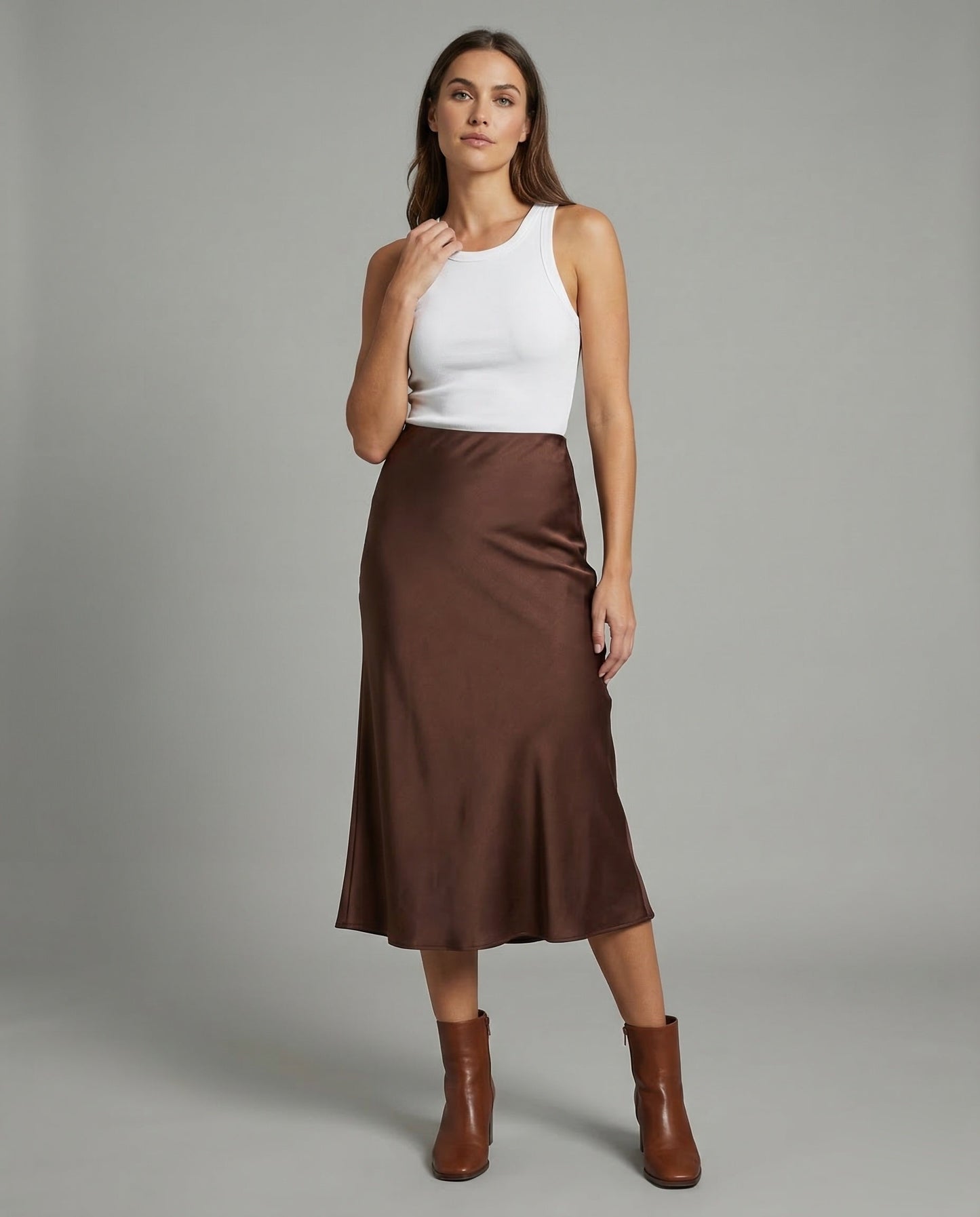 Damen Satin Maxirock Trompetenform - Eveloria