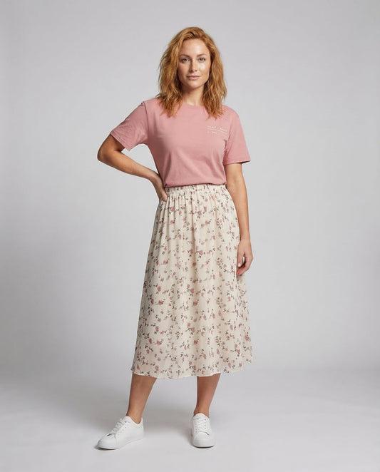 Damen Midirock Blumenmuster Chiffon - Eveloria