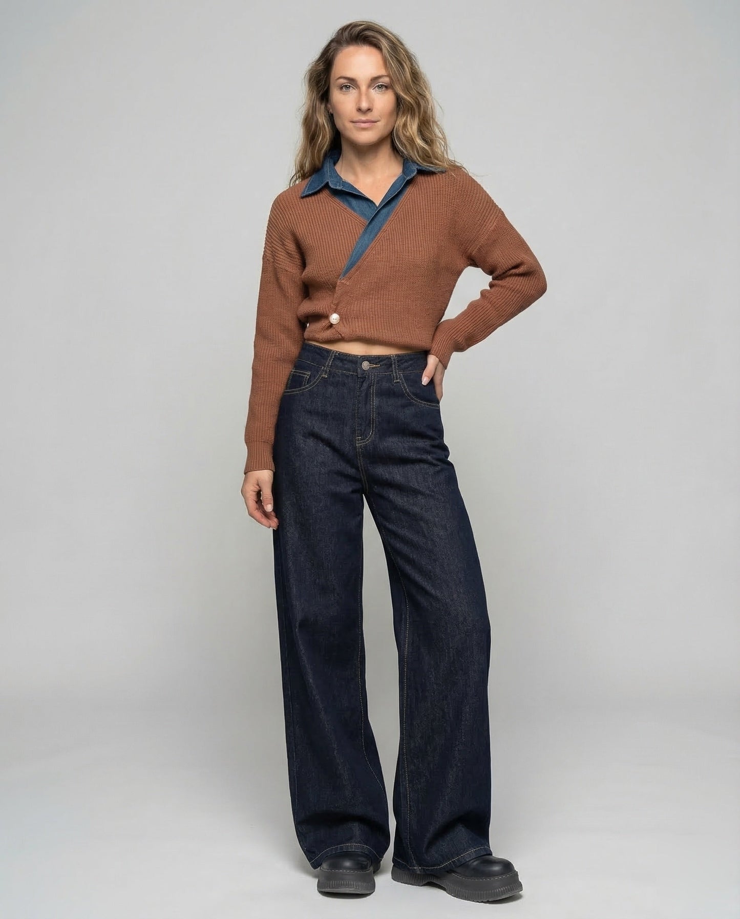 Damen High Waist Culotte Jeans - Eveloria