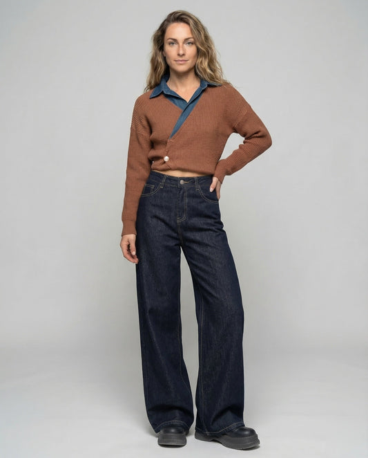 Damen High Waist Culotte Jeans - Eveloria