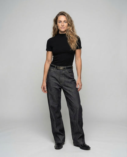 Damen Jeans Weite Stickerei Blau - Eveloria