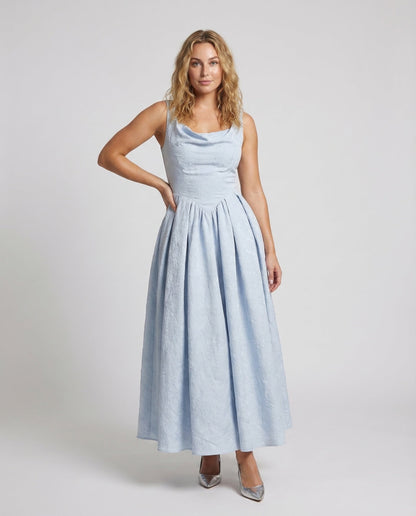 Damen Abendkleid Jacquard Korsage - Eveloria