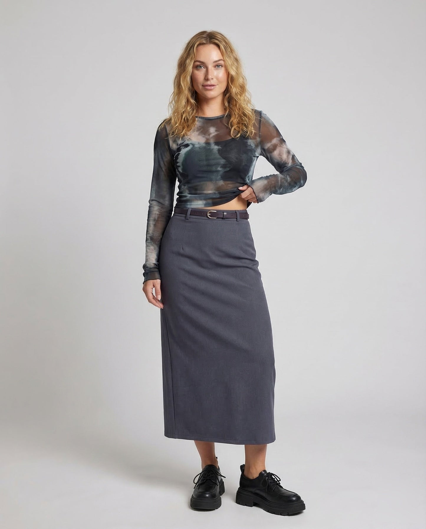 Damen Twill-Rock Lang - Eveloria