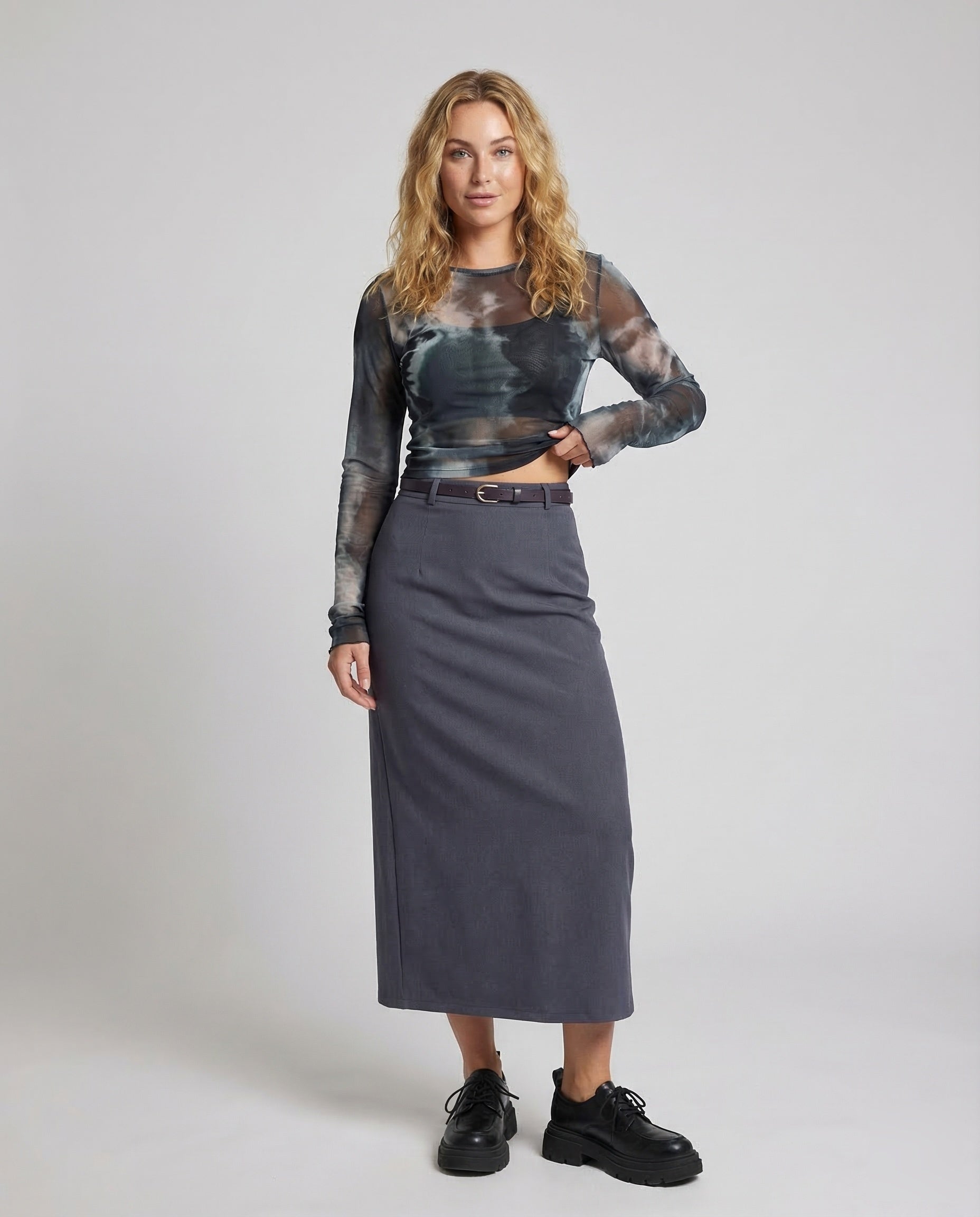 Damen Twill-Rock Lang - Eveloria