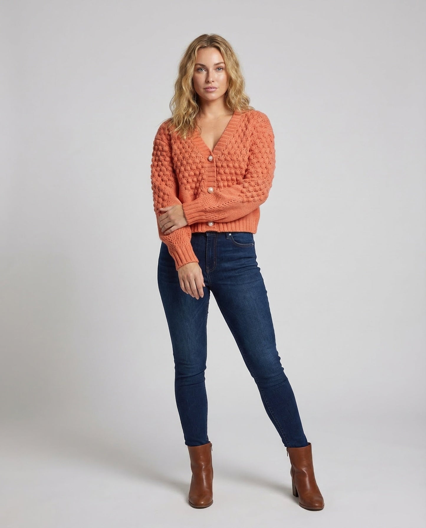 Damen Strickjacke Kurz Zopfmuster - Eveloria