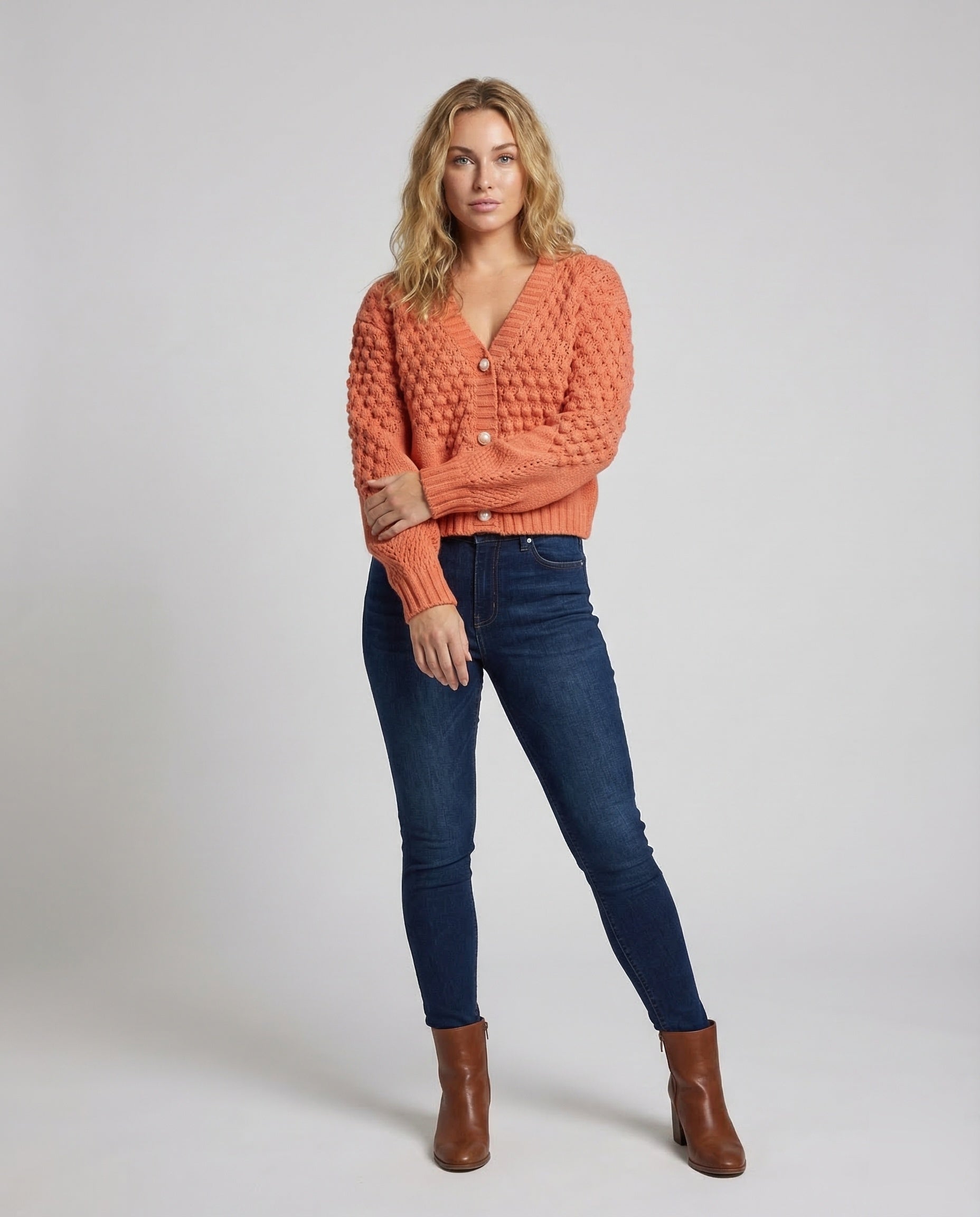 Damen Strickjacke Kurz Zopfmuster - Eveloria