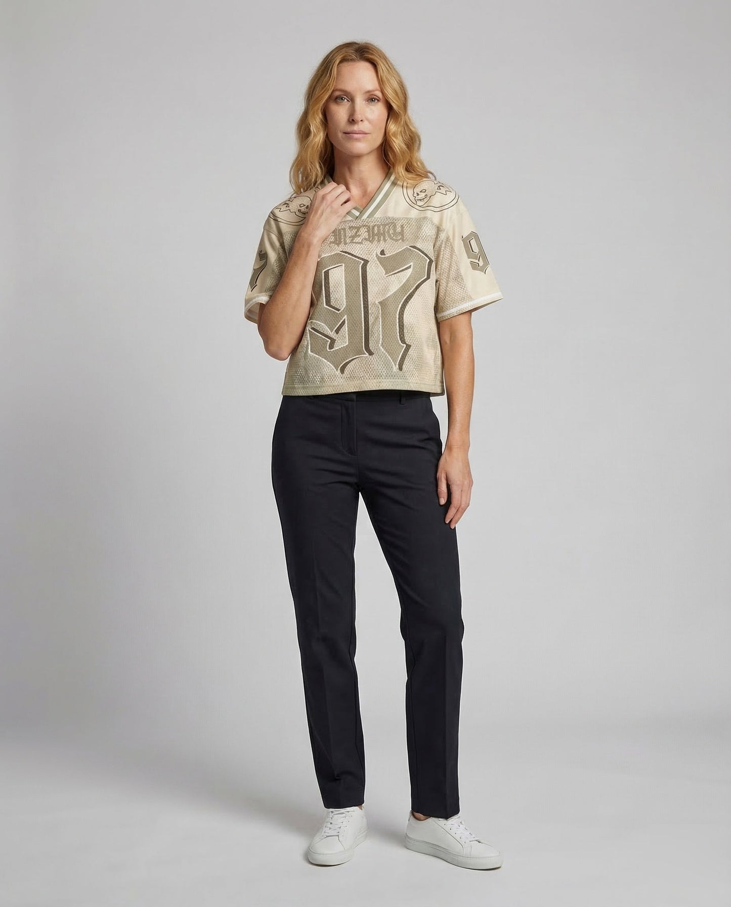 Damen Netzshirt Retro-Print - Eveloria