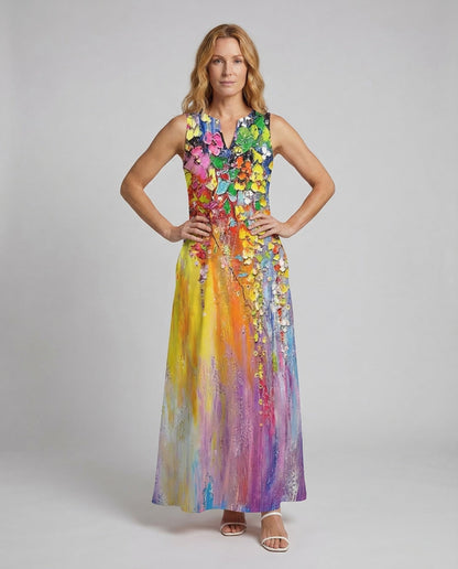 Damen Maxikleid A-Linie mit Druck - Eveloria