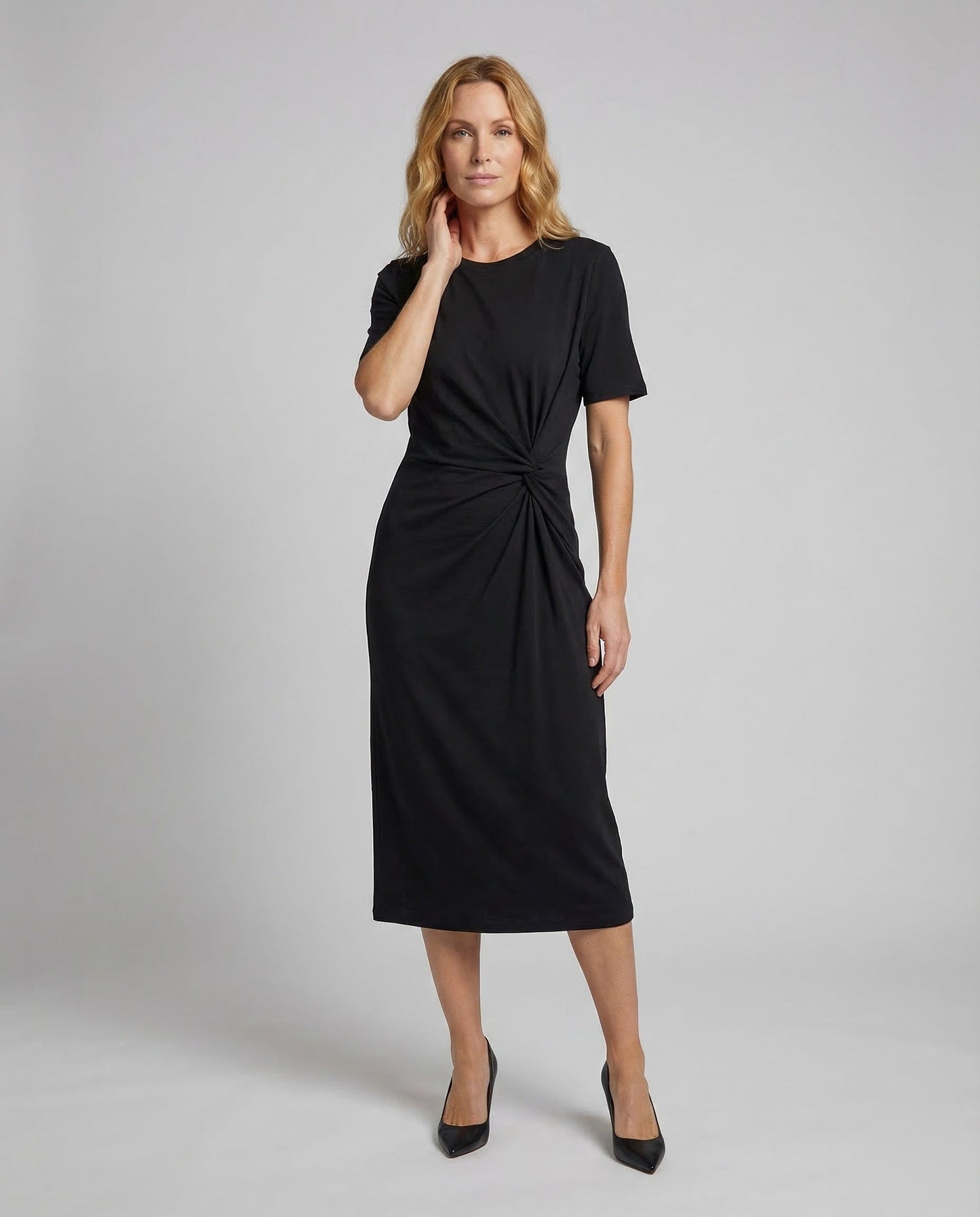 Damen Midikleid aus Jersey Drapiert - Eveloria