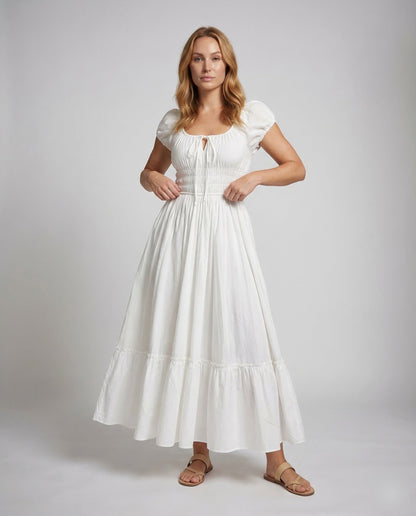 Damen Maxikleid Boho Volant - Eveloria
