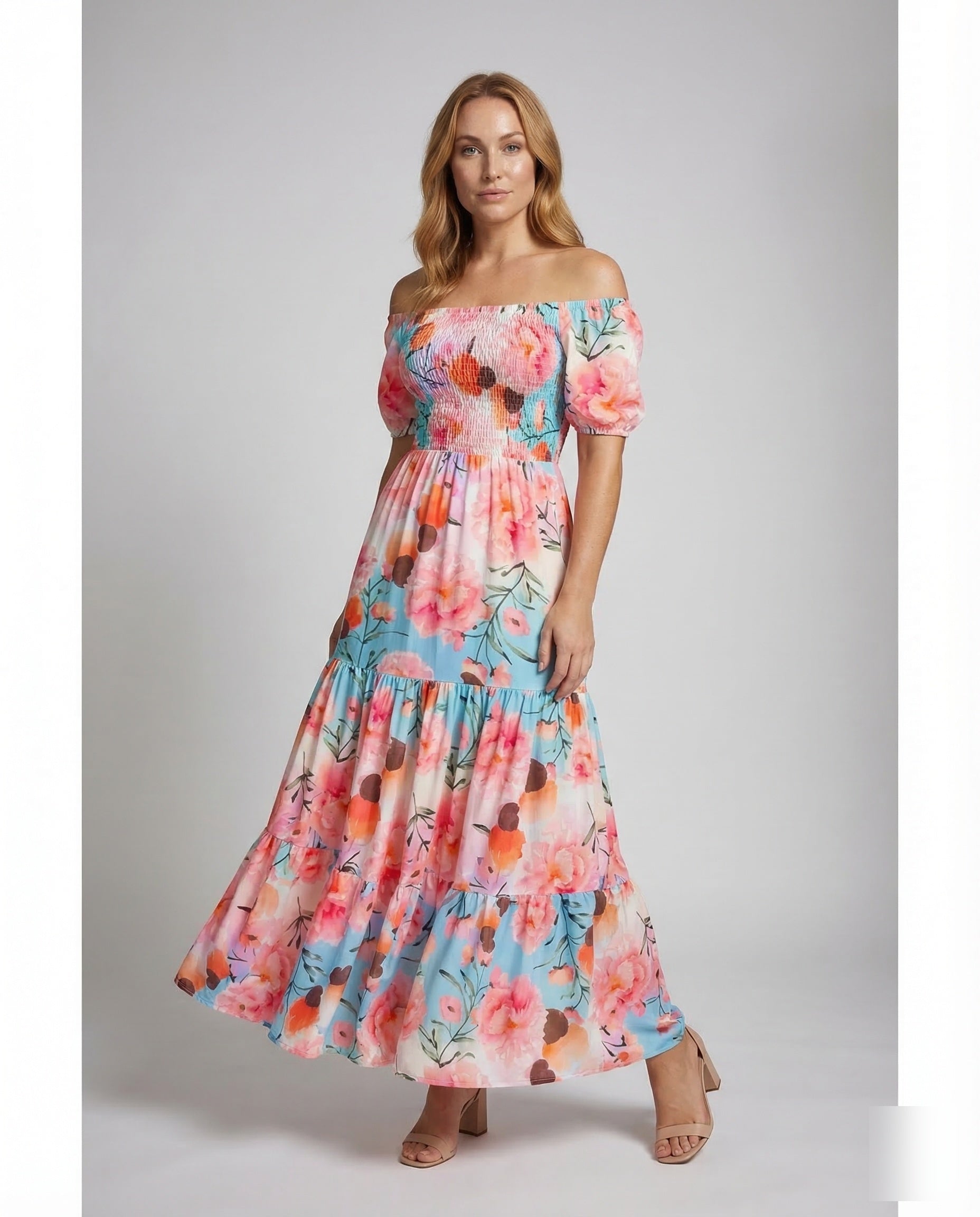 Damen Off-Shoulder-Maxikleid - Eveloria