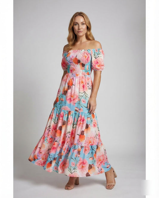Damen Off-Shoulder-Maxikleid - Eveloria
