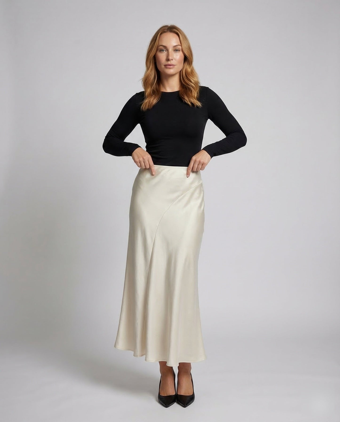 Damen Satin Maxirock Stretch - Eveloria