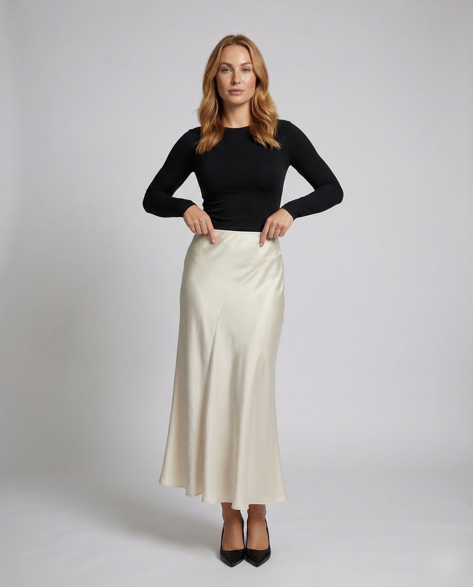 Damen Satin Maxirock Stretch - Eveloria