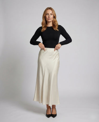 Damen Satin Maxirock Stretch - Eveloria
