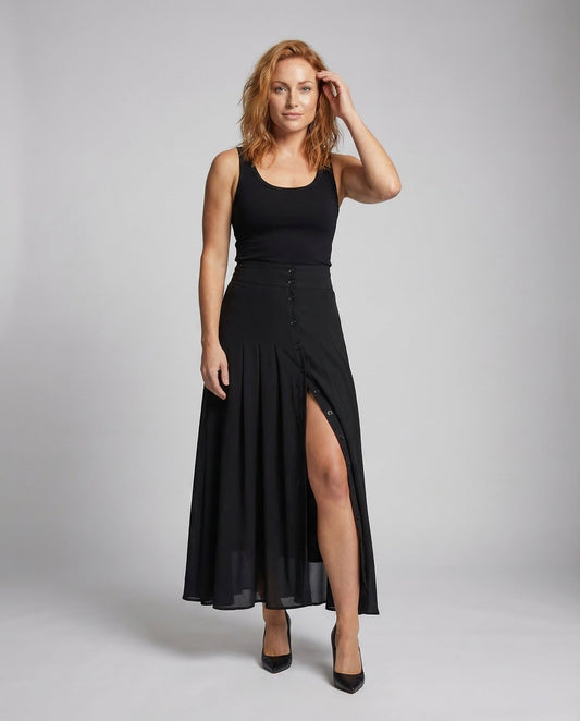 Damen Maxirock A-Linie aus Plissé-Stoff - Eveloria