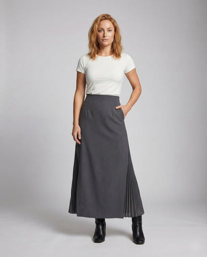 Damen Midirock mit Plissee und Schlitz - Eveloria