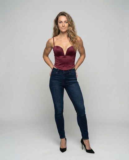Damen Satin Bustier Korsett - Eveloria