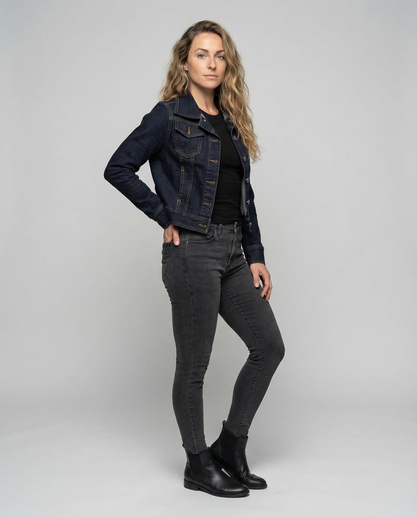 Damen Box-Jeansjacke Kurz - Eveloria